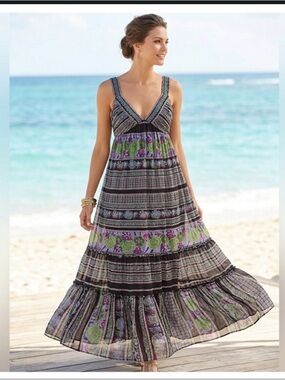 🌸 Nine West Boho Floral Chiffon Maxi Dress - NWOT 🌸